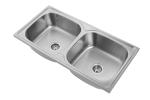 T304 Stainless Steel Double Bowl Sink Above Counter 0.7mm Premium Grade