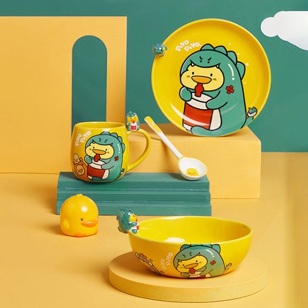 Cartoon Couple Large-Capacity Coffee Mugs Large Capacity Cute Duck Pattern Ceramic Mugs Cups