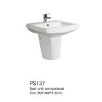 Factory Direct Hand Wash Wall Hung Basins Ceramic Semi Pedestal Basin For
