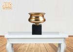 Gold Leaf Fiberglass Flower Pots Table Vases Frosted Black Base Pot Planters