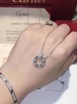 Long Double Ring Pendant Sterling Silver Necklace Charm For Women 18inch