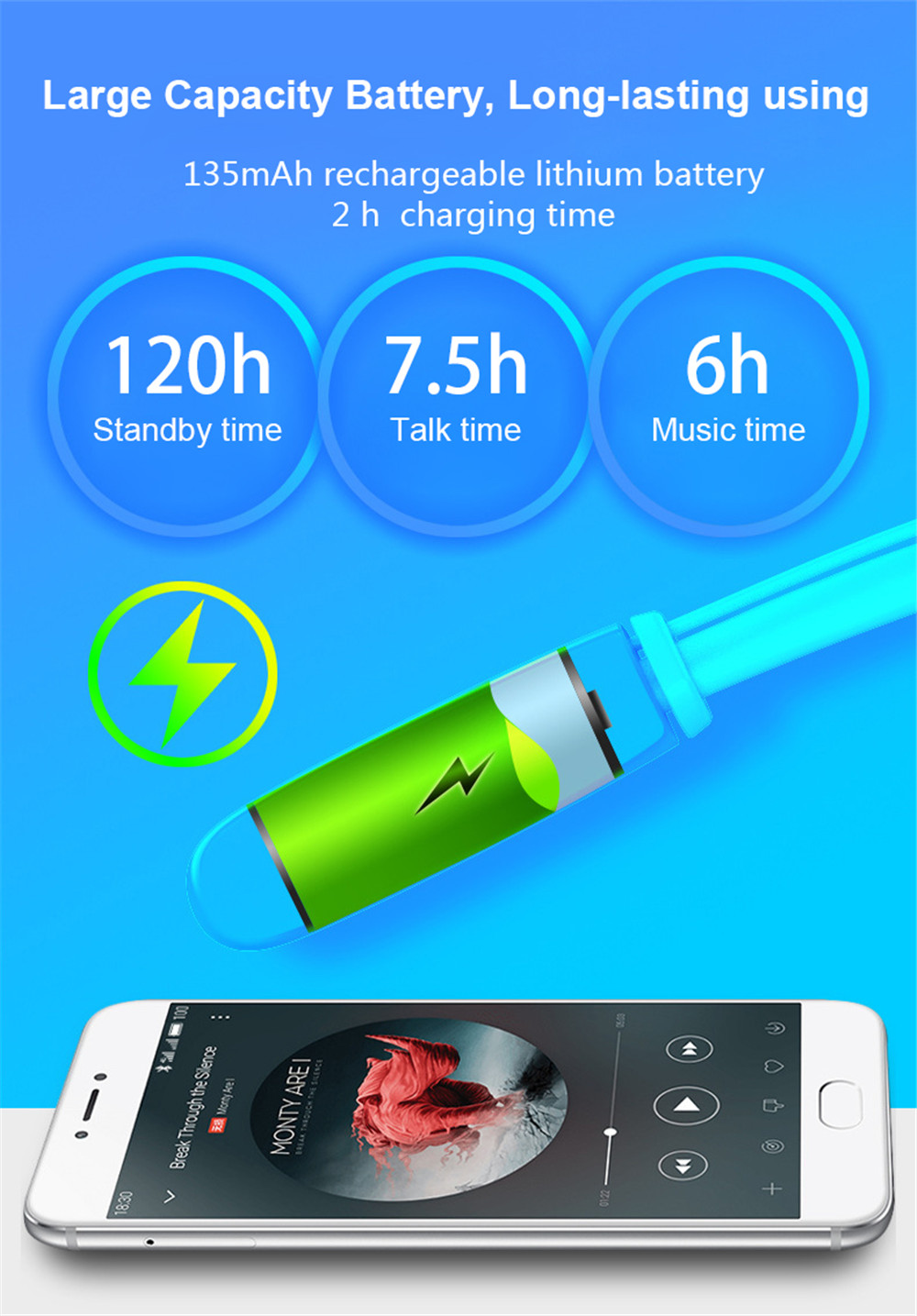 big w bluetooth earphones long standby and music time can support logo earphone