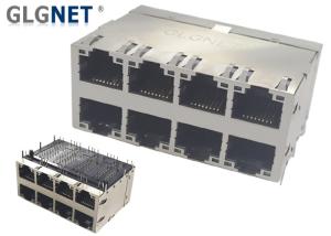China 10G RJ45 2x4 Stacked Modular Jack PA6T Housing 4 Channels PHY 60 Watt UPOE+ wholesale