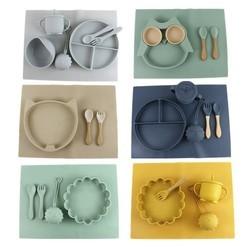 China Food Grade Silicone Tableware Set , Silicone Suction Divided Plate Waterproof wholesale