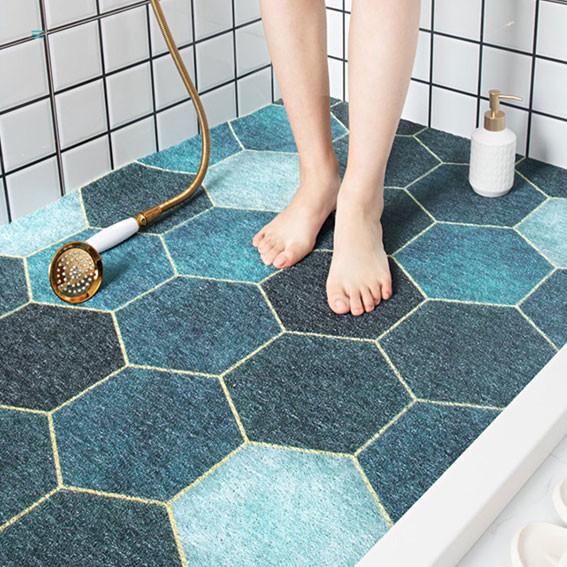 Waterproof Printed Coil Loop Bathroom Anti Slip Floor Mat 50CM*80CM For Tile