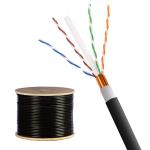 23AWG CAT6 FTP Cable Solid Outdoor Black PE+PVC Jacket Network Cable 1000Ft