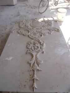 China Beige marble carved panel by hand wholesale