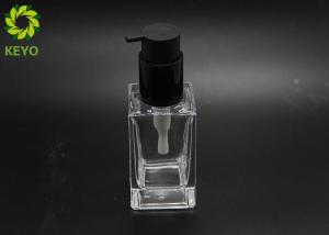 China 100ml Square Glass Cosmetic Containers With Self Lock Pump wholesale