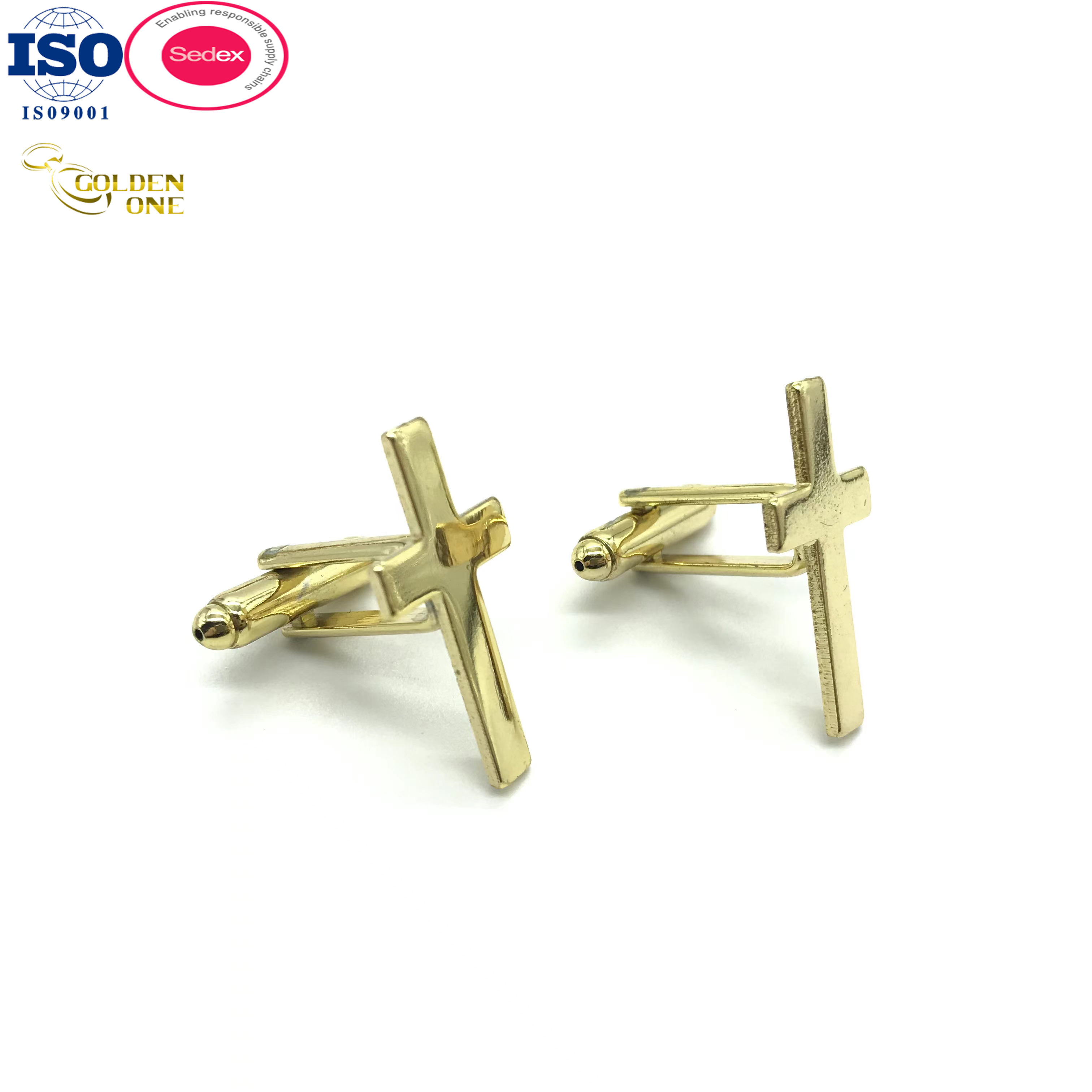 Blank Metal Cufflink Gold Silver Plated Laser Logo Soft Enamel Square Shape