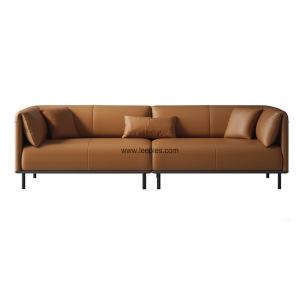China Modern Furniture living room orange color couch leather loveseat and sofa set with metal leg on sale