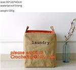 Wholesale Foldable waterproof jute dirty clothes basket/folding laundry basket