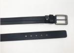Black Mens Casual Leather Belt With Middle Straight - Line Stitching Square