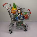 Small 60L Metal Shopping Trolley Grocery Store Shopping Cart With PU Wheels
