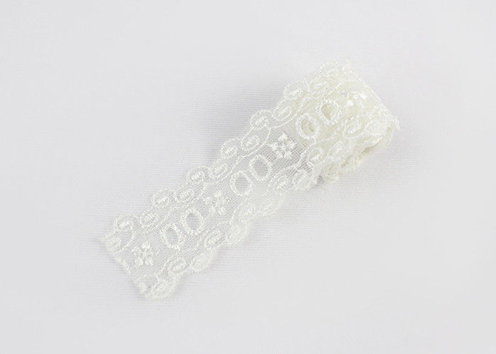 Floral Embroidery Polyester Eyelet Lace Trim For Women Dresses / Home Textile