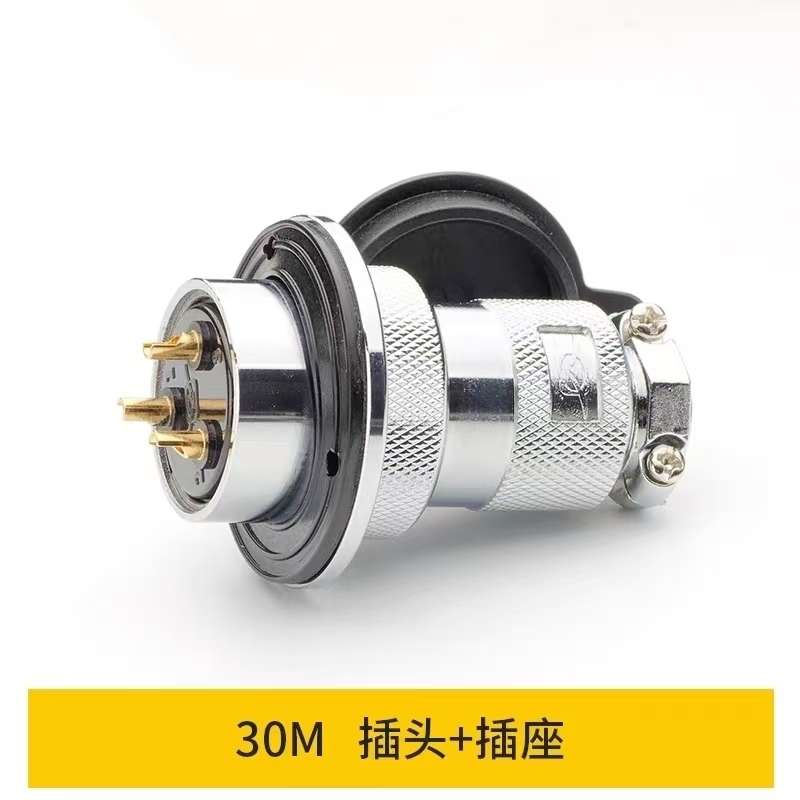 Aviation Plug and Socket 30M Servo Motor Connector with 2-core to 8-core Options and 30mm Opening Featuring Silver and Gold Plated Pins