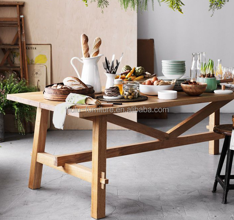 Nordic Style Rectangular Dining Table for Hotel and Restaurant Solid Wood Material Included