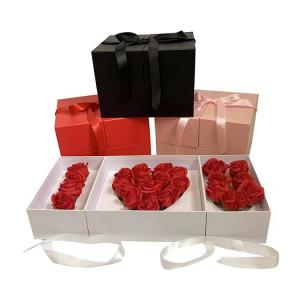 China Reusable Flower Valentines Gift Box , Collapsible Cardboard Wedding Box wholesale