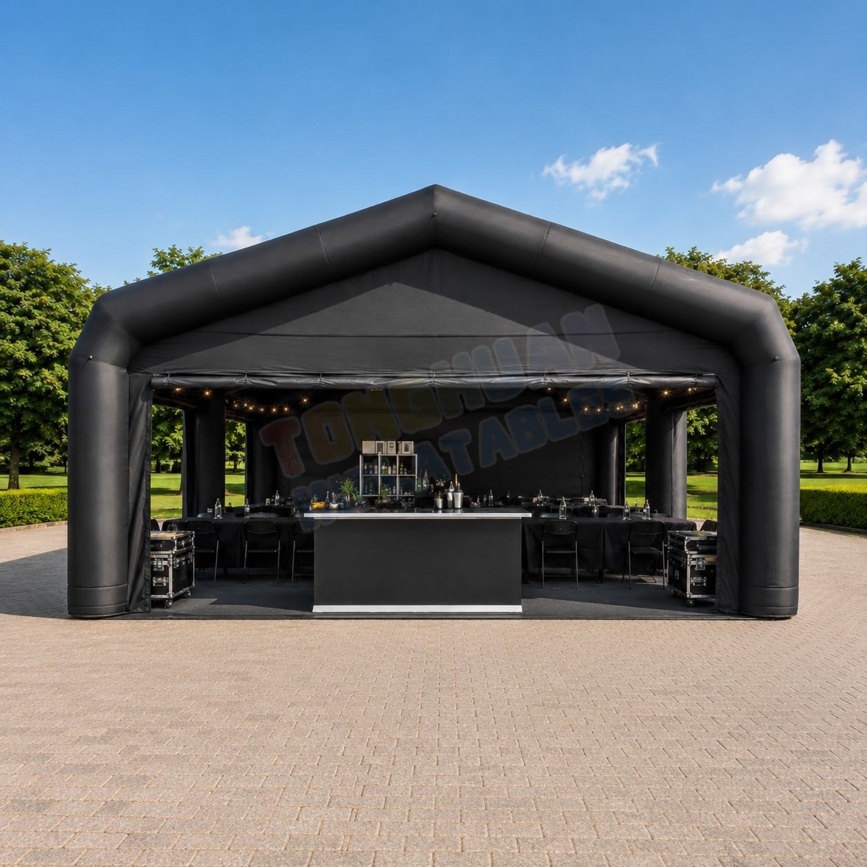 Commercial Inflatable Party Tent Black Pavilion Shelter with Spacious Interior for Hospitality Areas Event Rentals Exhibitions and Temporary Outdoor