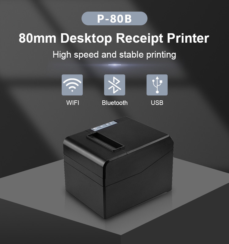 Auto Cutter 80mm 3 Inch Thermal Receipt Printer USB Bluetooth LAN Interface Desktop