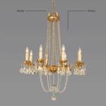 Gold Wrought iron candle chandelier with Crystal for Hotel Room Lighting (WH-CI