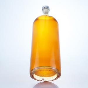 China Tequila Vodka Rum Whisky Liquor Glass Bottle with Cork 1000ml High Flint Cylinder Shape wholesale