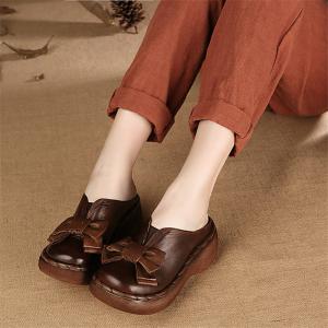China S011 Handmade original characteristic sponge cake with ethnic style women's sandals leather round head women's slippers wholesale