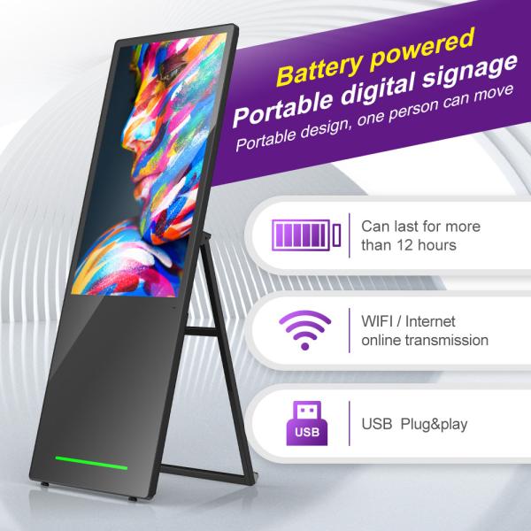 Android Battery Powered Rechargeable Digital Signage A Type Advertising Display