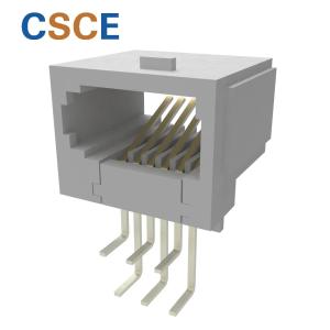 China PT 6P6C 180 Degree RJ11 PCB Mount Jack 6P6C Phosphor Bronze Material wholesale