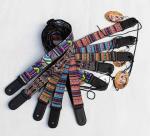 Decorative Woven Personalized Guitar Straps With Leather Head