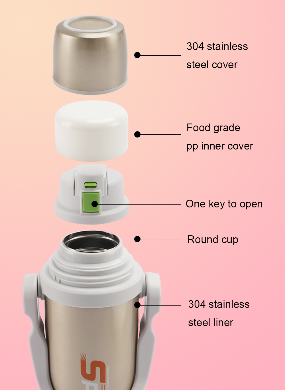Insulation Large Container Water Pot Flask Thermos Wide Mouth Stainless Steel Vacuum Flask