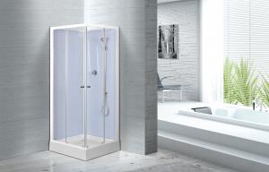 China Waterproof White Painted Profiles Glass Shower Cabins , Glass Shower Stall Kits wholesale