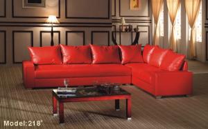 China High Density Sponge Red Color Hotel Room Sofa L Shaped 2.5m Length wholesale