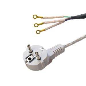China CEE 16A Electric Iron Cotton Cable VDE Black White Ac Power Cord Steam Home Appliance H03RT-F 3x42/0.15mm Male End Type wholesale