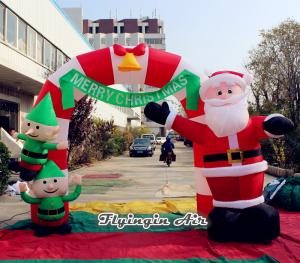 Outdoor Decorative Advertising Christmas Inflatable Santa Arch for Entrance Decoration