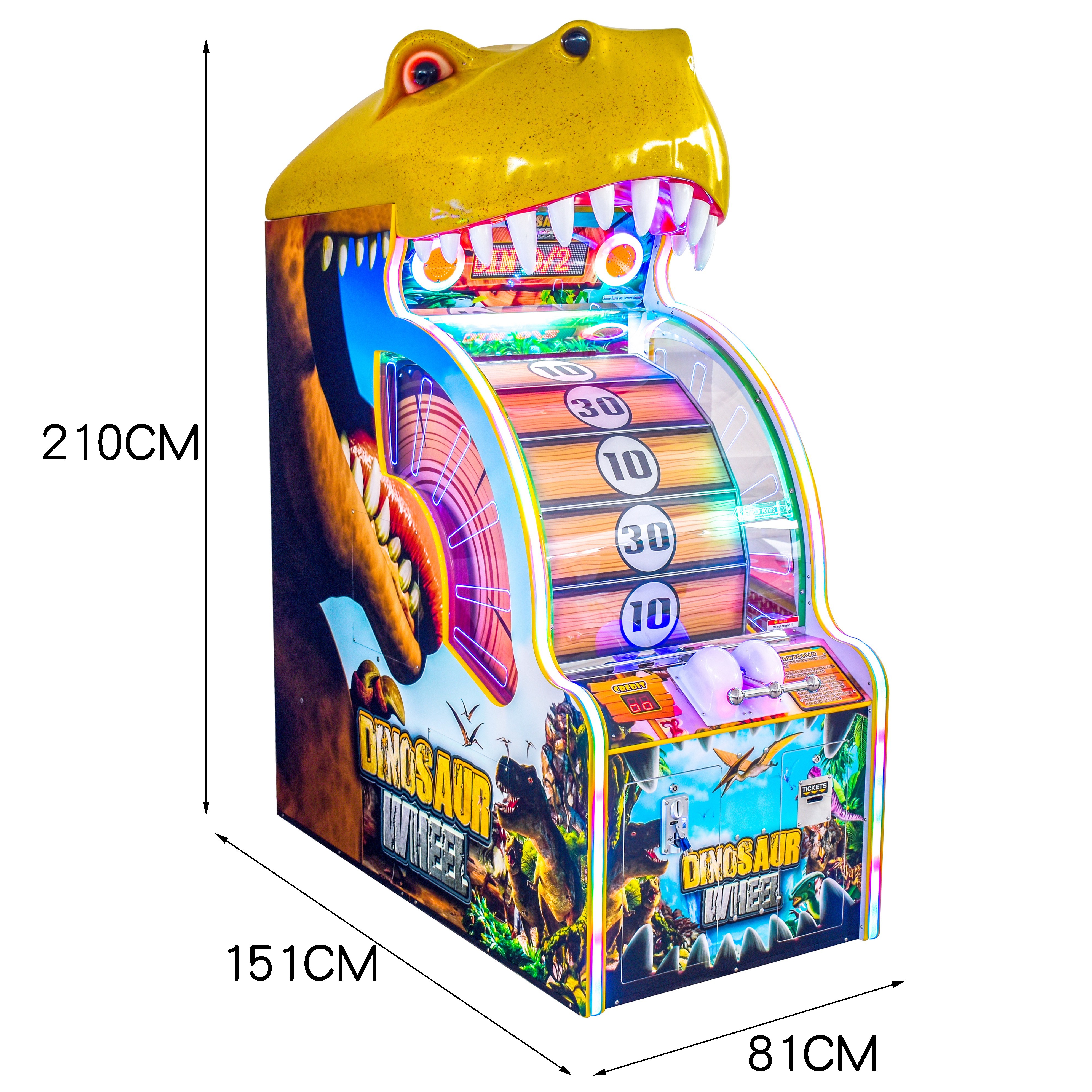 Arcade Dinosaur Lucky Wheel Ticket Lottery Redemption Game Machine
