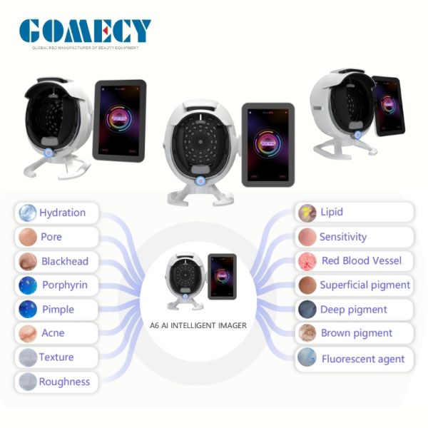 GMS- A6 Al Intelligent Face Analyzer Machine 8 Spectral Imaging Technologies for One Click Analysis of 15 Skin Problems