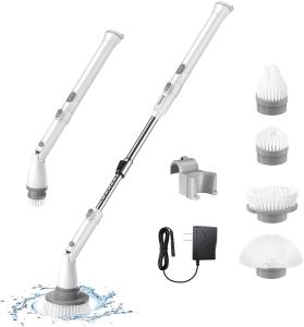 China OEM Power Cordless Electric Scrubber Brush 13W 4000mah With 4 Replaceable Head wholesale