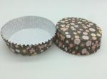 Round Flower Printed Cupcake Liners , Disposable Muffin Paper Cups Heat