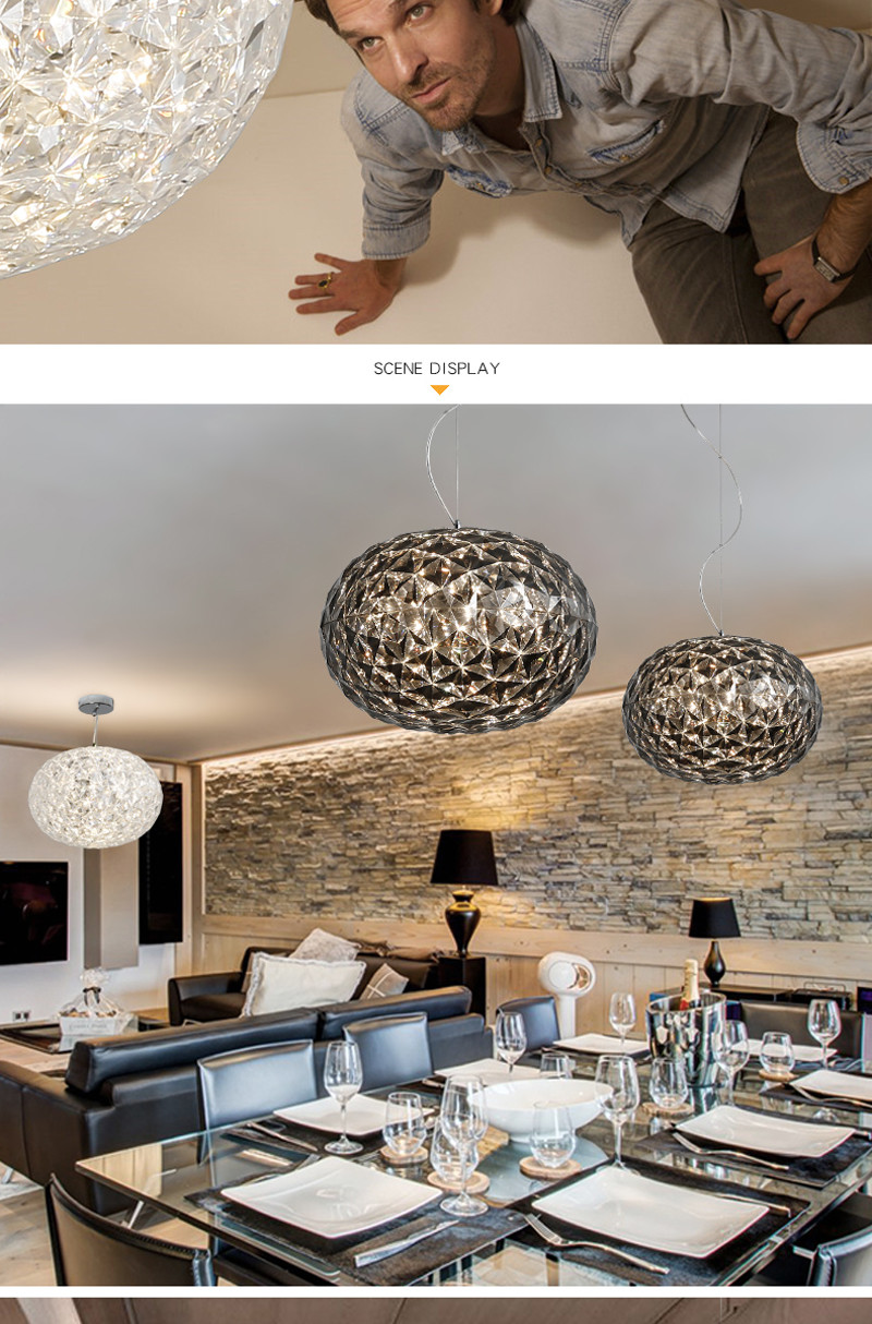 Post Modern Living room Acrylic Oval Ball Chandelier Bedroom Planet Suspension Lamp(WH-MI-385)