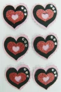 China Pink Glitter Custom Heart Shaped Stickers Printable For Valentines Day on sale