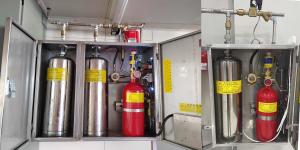 China Electromagnetic Type Kitchen Fire Suppression System Single And Double Bottle Group on sale