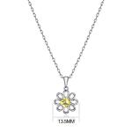 925 Sterling Silver Sunflower Pendant with Chain Jewelry Design Yellow Cubic