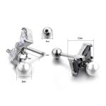Canada style fashion piercing jewelry bowknot shape stud earring with pearl