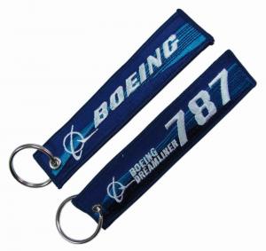 China Boeing Airplane Pilot 100% Polyester Embroidered Fabric Keychain wholesale