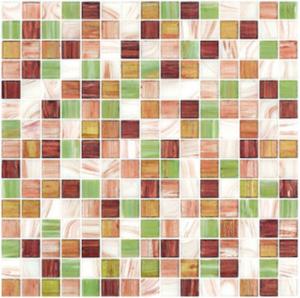 China Special spring gree gold line glass mosaic mix pattern square mosaic tile wholesale