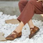 S435 Autumn Women'S Shoes 2020 New Single Shoes Retro Printing Convenient Word