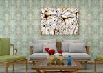 Waterproof PVC Green Damask Victorian Pattern Wallpaper With Non Woven Materials