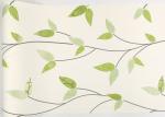 Hotel Bedroom Asian style Wallpaper Breathable with White Green Leaves pattern