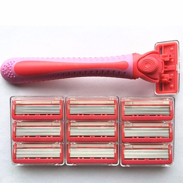 Custom Disposable Six Blade Open Back Shaving Razor Face Hair Removal Razor for Ladies