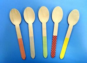 China Disposable Mini Wooden Knife Fork Spoon , Personalized Wooden Ice Cream Spoons Biodegradable wholesale